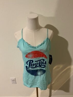 Pepsi blue cami tank top with lace trim size 2XL